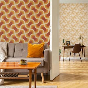 Retro Geo Clay and Turmeric Peel and Stick Wallpaper