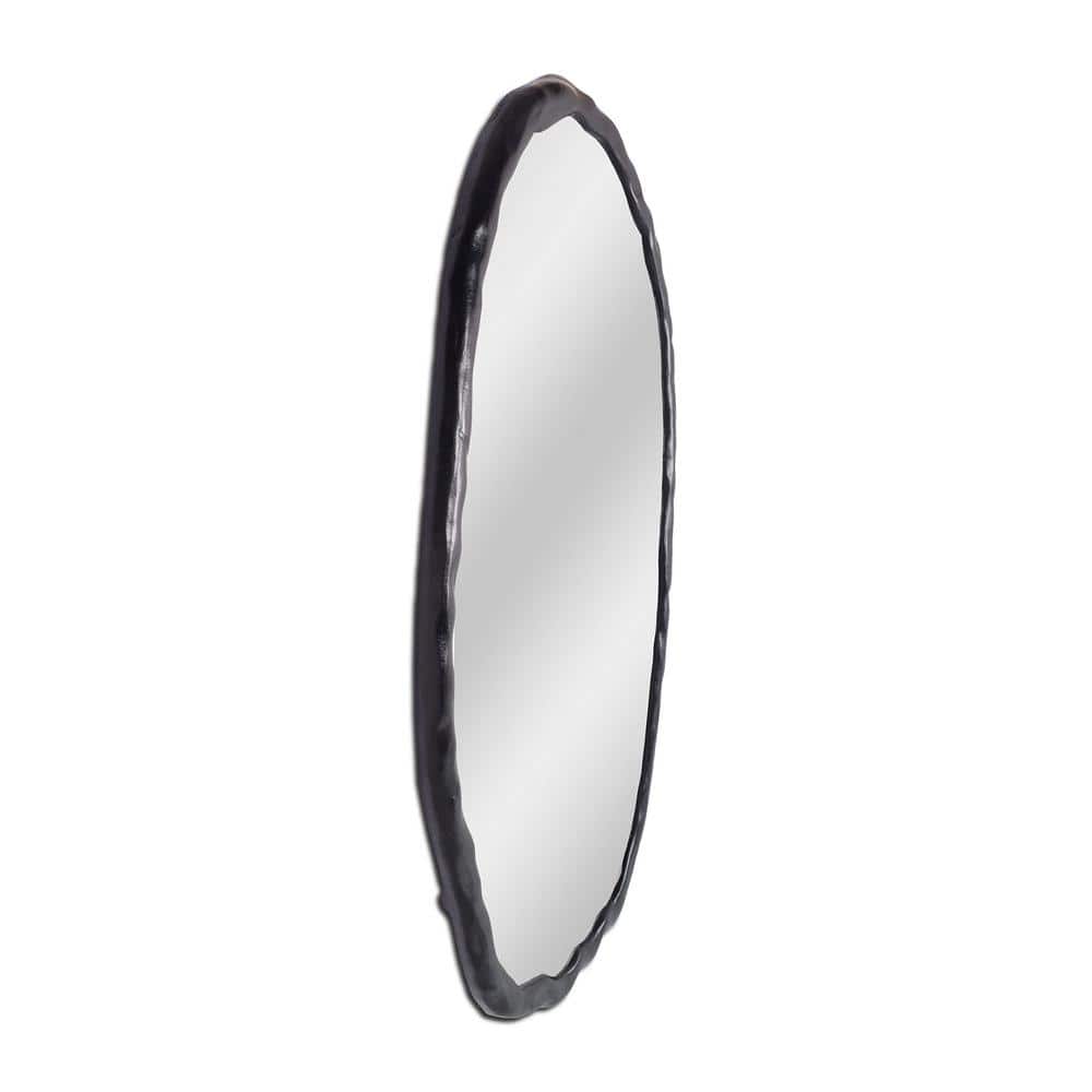 Black Oval Aluminum Wall Mount Accent Mirror