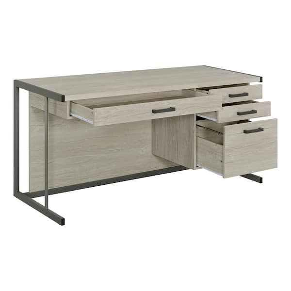 Glide Modern 3-drawer Wood and Metal Office Desk, 58-inches wide