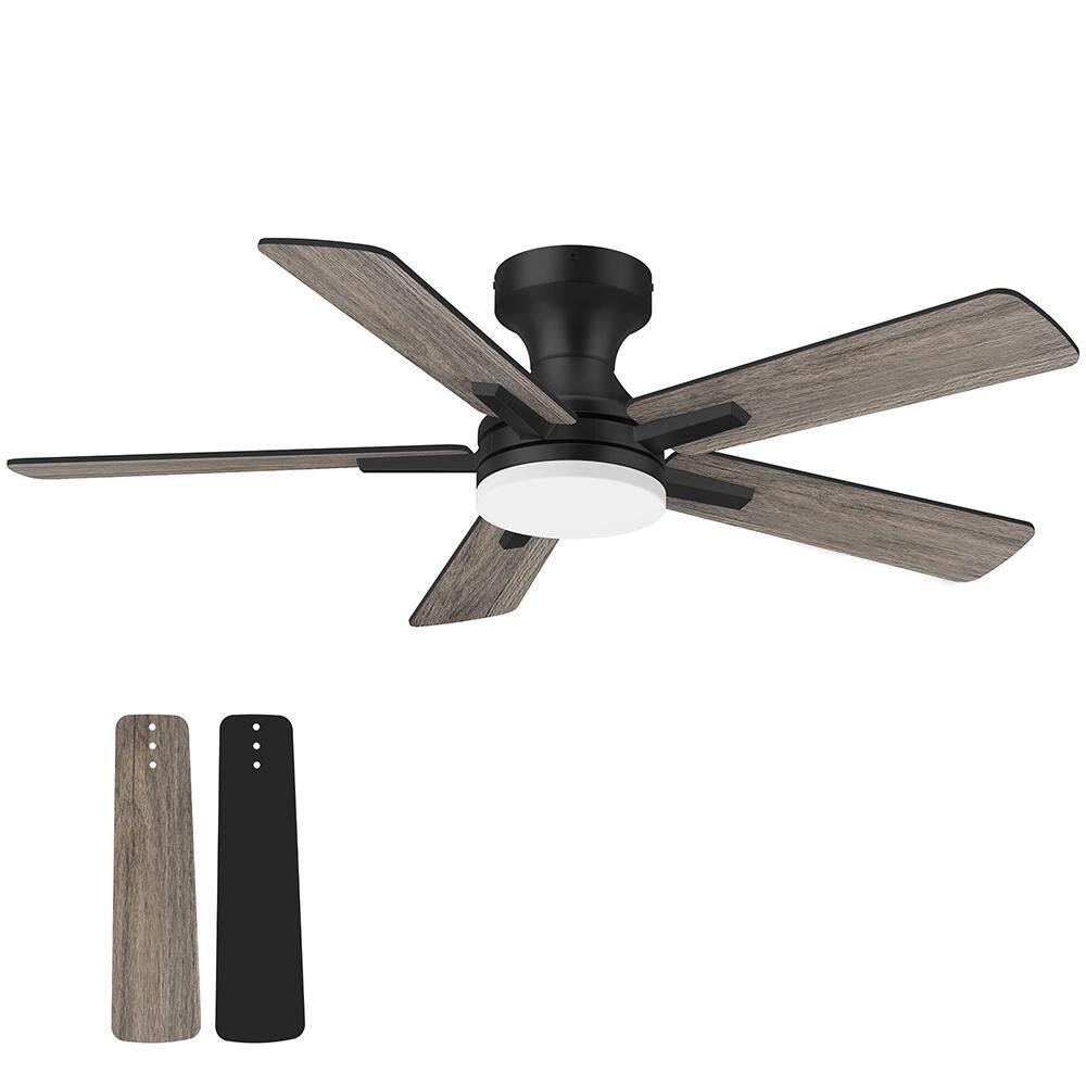 42 in. Smart Outdoor Indoor White Flush Mount Ceiling Fan with RGB LED Lights and APP/Remote Control, Dimmable, 6 speeds