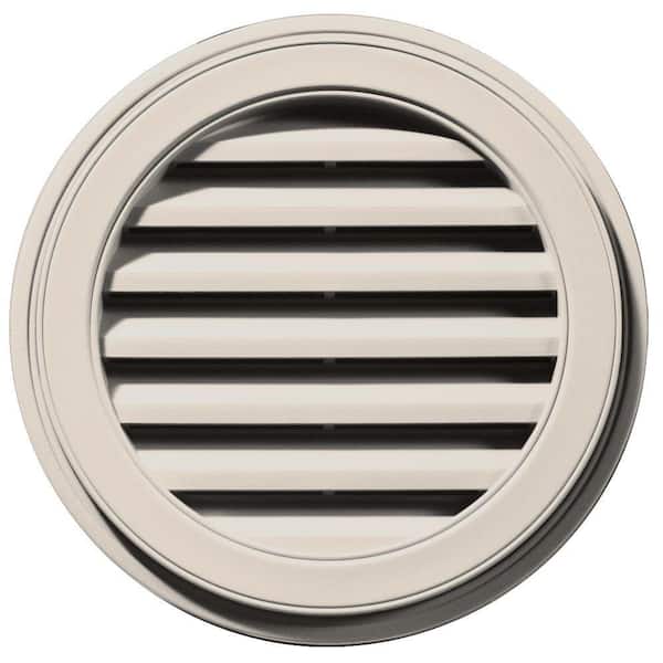 Builders Edge 22 in. x 22 in. Round Brown/Tan Plastic UV Resistant Gable Louver Vent