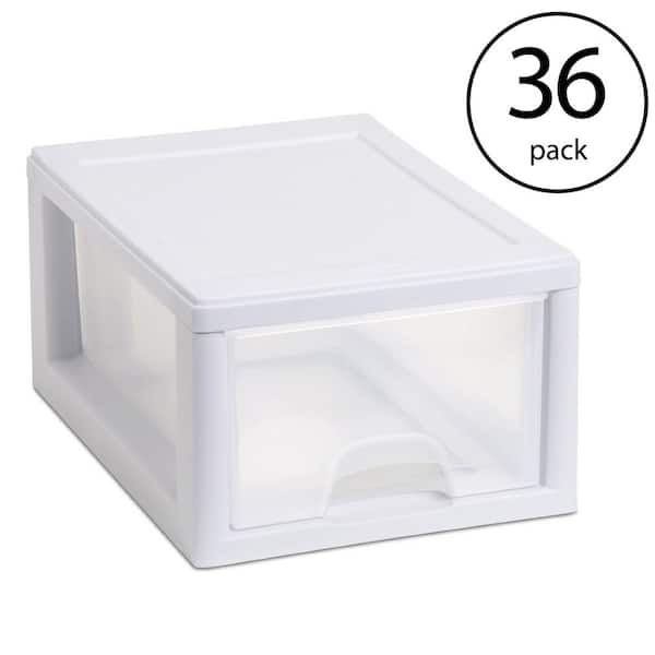 Sterilite 20518006 Stackable 8.875 in. x 6 in. Small Drawer White Frame and See-Through (36-Pack)