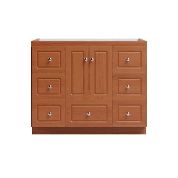 Ultraline 42 in. W x 21 in. D x 34.5 in. H Bath Vanity Cabinet without Top in Medium Alder