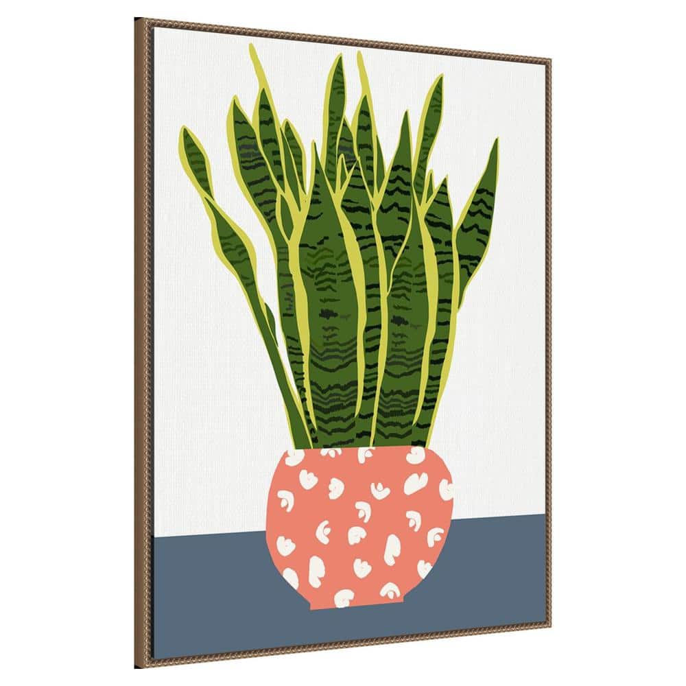 Botanic-Inspired Framed Canvas Wall Art with Beaded Perimeter