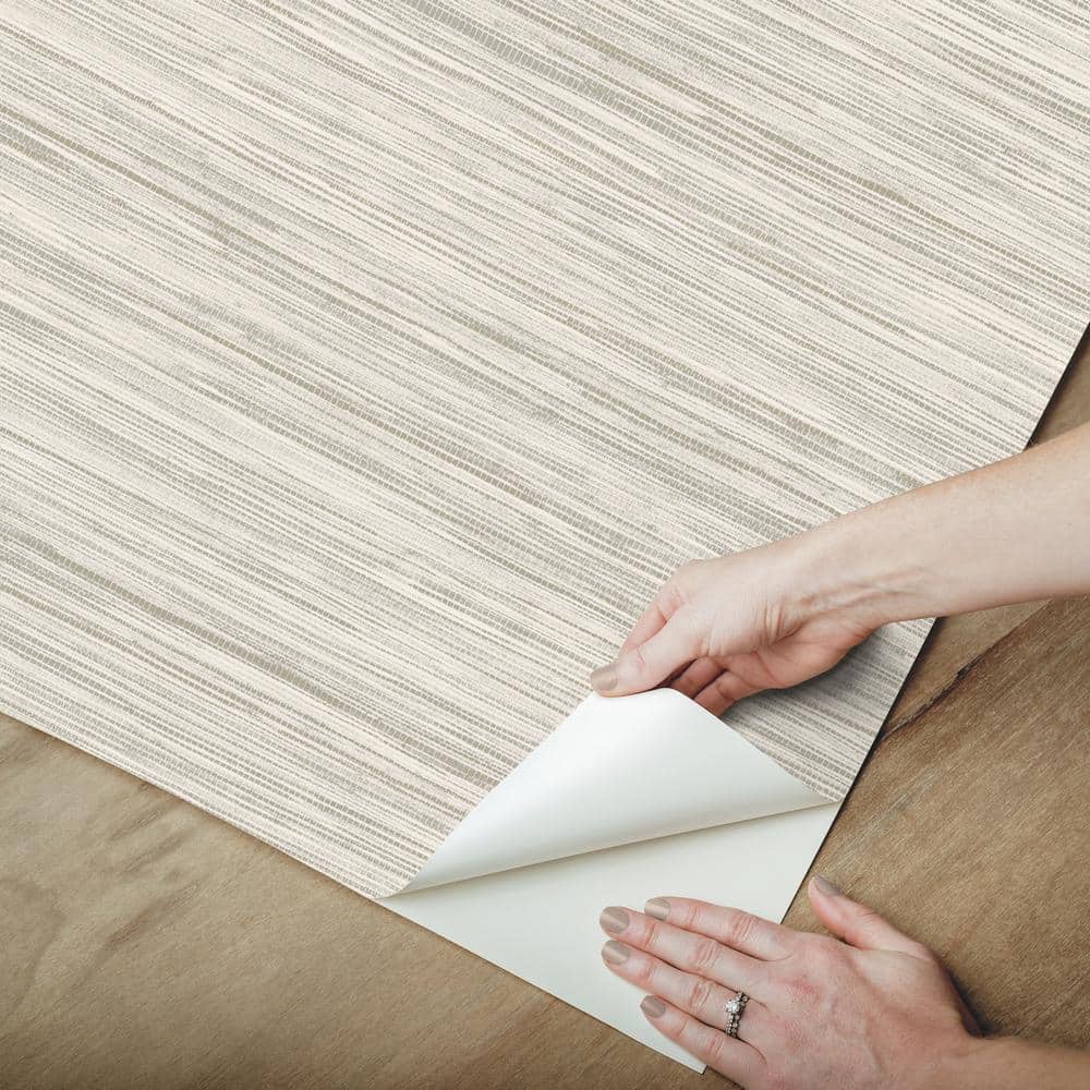 Off-White Grasscloth Peel and Stick Wallpaper