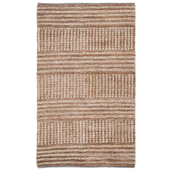 SAFAVIEH Natural Fiber Beige 5 ft. x 8 ft. Striped Woven Area Rug