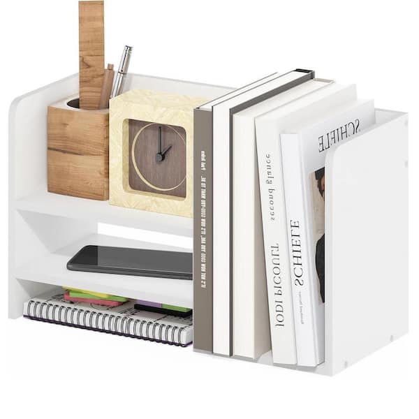 White 15.8 in. x 9.3 in. Wood Modern Desk Organizer Shelf, Set of