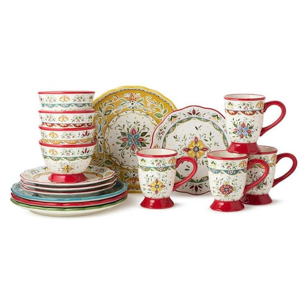 Provence 16-Piece Assorted Color Ceramic Dinnerware Set (Service Set for 4)