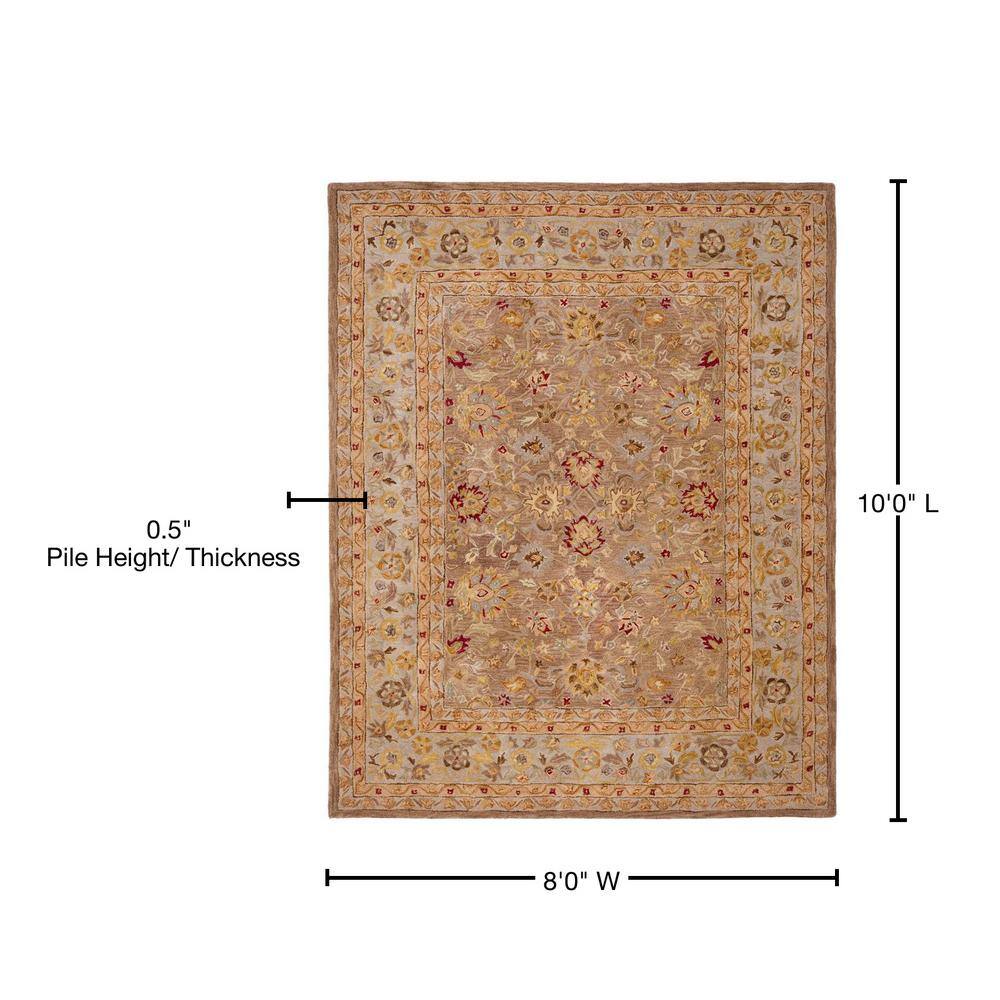 Handmade Tufted Floral Wool 8' x 10' Tan/Ivory Rug