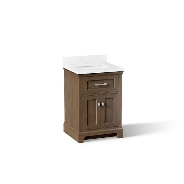 Charlemont 25 in. Draper Oak Bath Vanity with Quartz Top