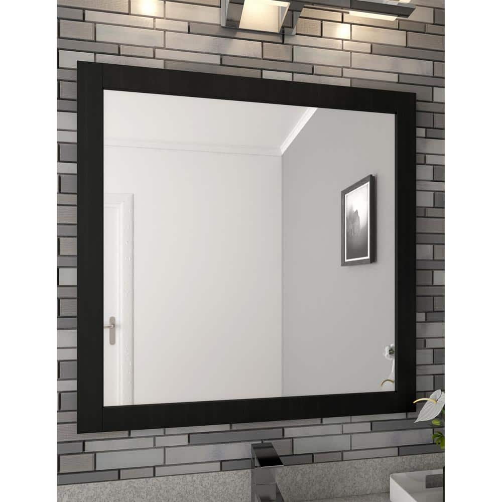 Espresso Pine Wood Framed Rectangular 40"x30" Wall Mirror