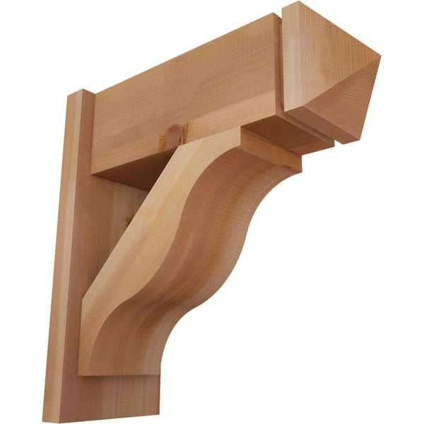 Ekena Millwork 8 in. x 20 in. x 20 in. Western Red Cedar Fuston Arts and Crafts Smooth Outlooker