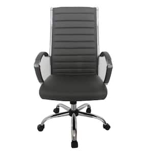 Kiddle Gray Faux Leather Seat Tall Office Chair with Non-Adjustable Arm