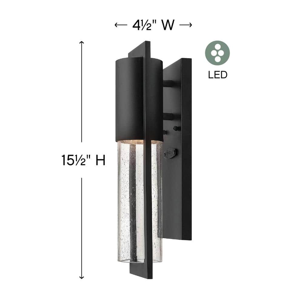 Sleek Black Aluminum LED Wall Light with Clear Seedy Glass