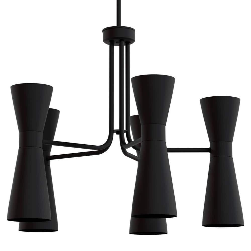 Hunter Zola 10-Light Matte Black Shaded Pharmacy Chandelier for Dining Rooms with No Bulbs Included