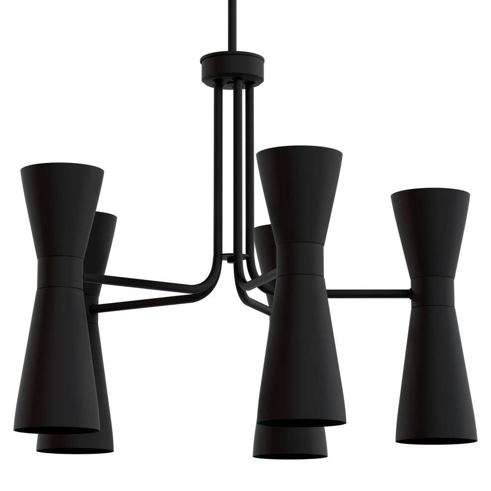 Zola 26" Matte Black 10-Light Mid-Century Modern Chandelier