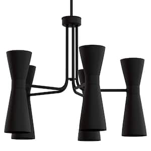 Zola 10-Light Matte Black Shaded Pharmacy Chandelier for Dining Rooms with No Bulbs Included