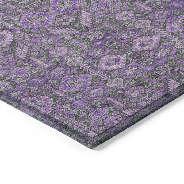 Purple and Green 3 ft. x 5 ft. Woven Floral Rectangle Indoor/Outdoor Area Rug