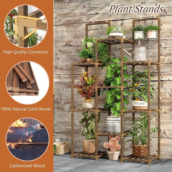 34.2''W*11.8''D*47.4''H Double Rod Plant Stand Indoor Plant Shelf
