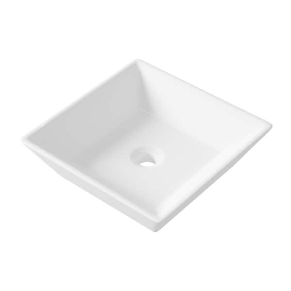 Eridanus Naples 16 in. Vessel Square Bathroom Sink in White Vitreous China