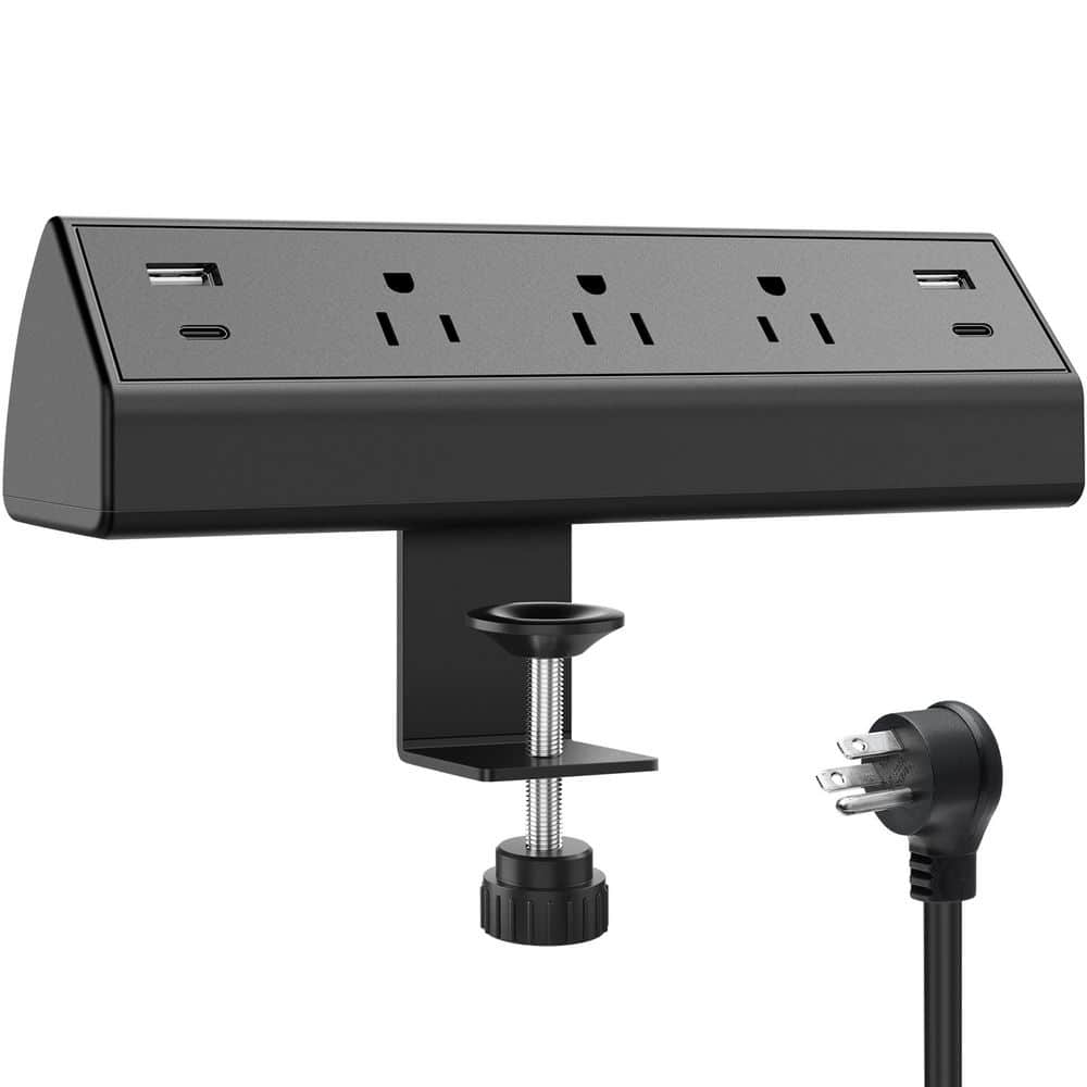 Desk Clamp Power Strip for 1.96 in. Tabletop Edge, 40-Watt Total Fast Charging Station for Home, Office, Black price history on PriceWatchPro