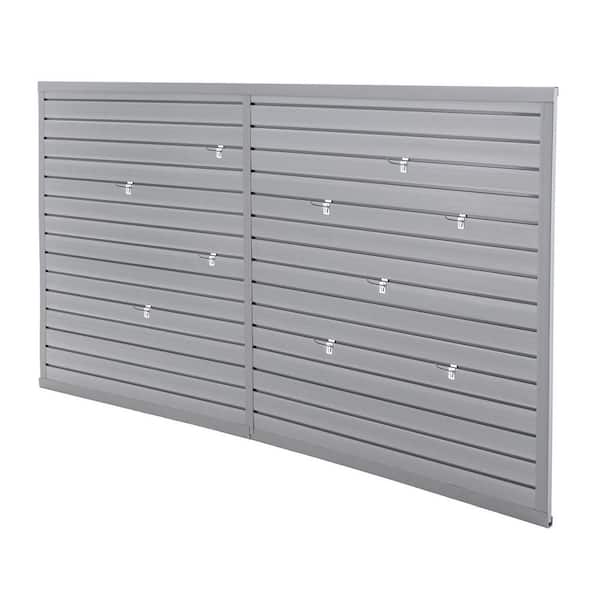 8 ft. x 4 ft. Outdoor PVC Slat Wall Panels, Patio and Garage Storage, Heavy Duty Wall Mounted Tool Rack System in Gray