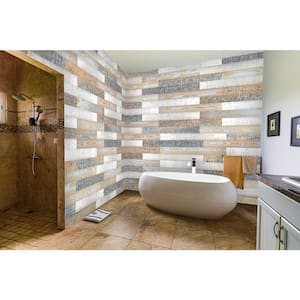 Thermo-treated 1/4 in. x 5 in. x 4 ft. White, Gold and Gray Barn Wood Wall Planks (10 sq. ft. per 6 Pack)