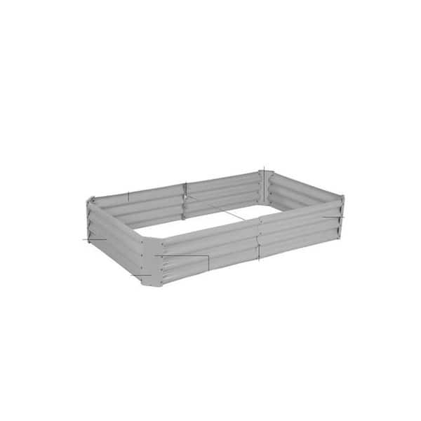 Zeus & Ruta Gray Galvanized Steel Raised Garden Bed Rectangular Above Ground Modular Planter Boxes