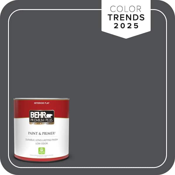 BEHR PREMIUM PLUS 1 qt. #PPU18-01 Cracked Pepper Flat Low Odor Interior Paint & Primer