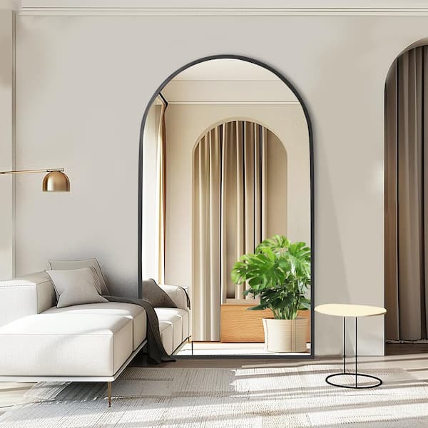 Dovelina 39 in. W x 67 in. H Arched Black Framed Full Length Mirror Aluminum Alloy Floor Mirror