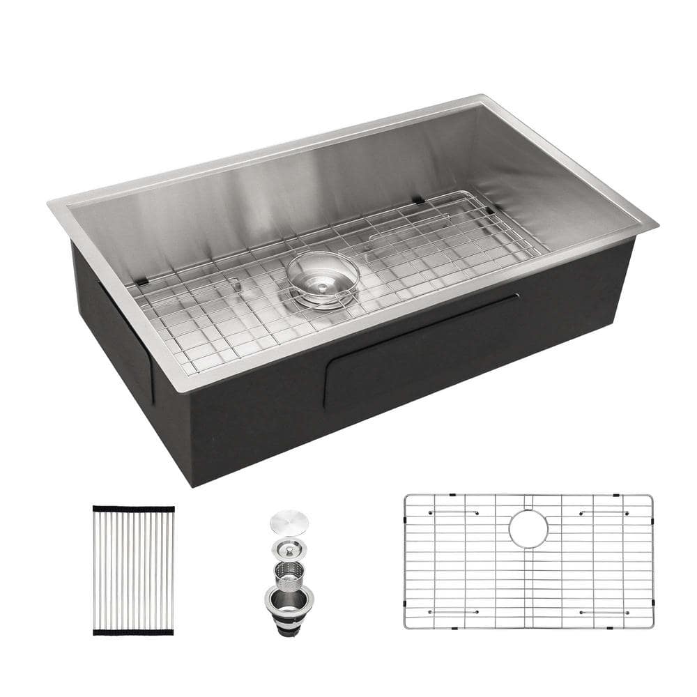 33 in. 18-Gauge Stainless Steel Undermount Kitchen Bar Sink Single Bowl in Brushed Nickel price history on PriceWatchPro