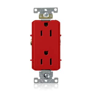 Decora Plus 15 Amp Commercial Grade Self Grounding Duplex Outlet, Red
