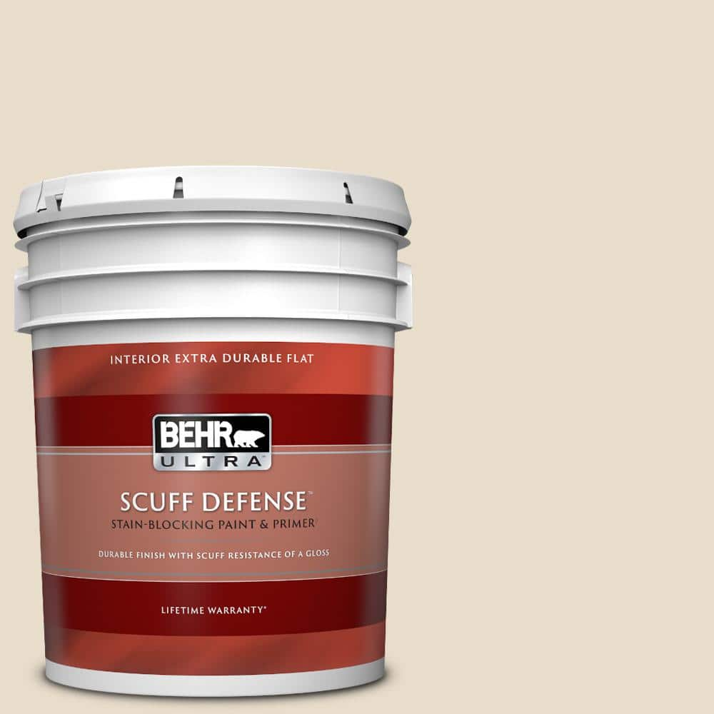 BEHR PREMIUM PLUS 1 gal. #73 Off White Flat Low Odor Interior Paint &  Primer 105001 - The Home Depot