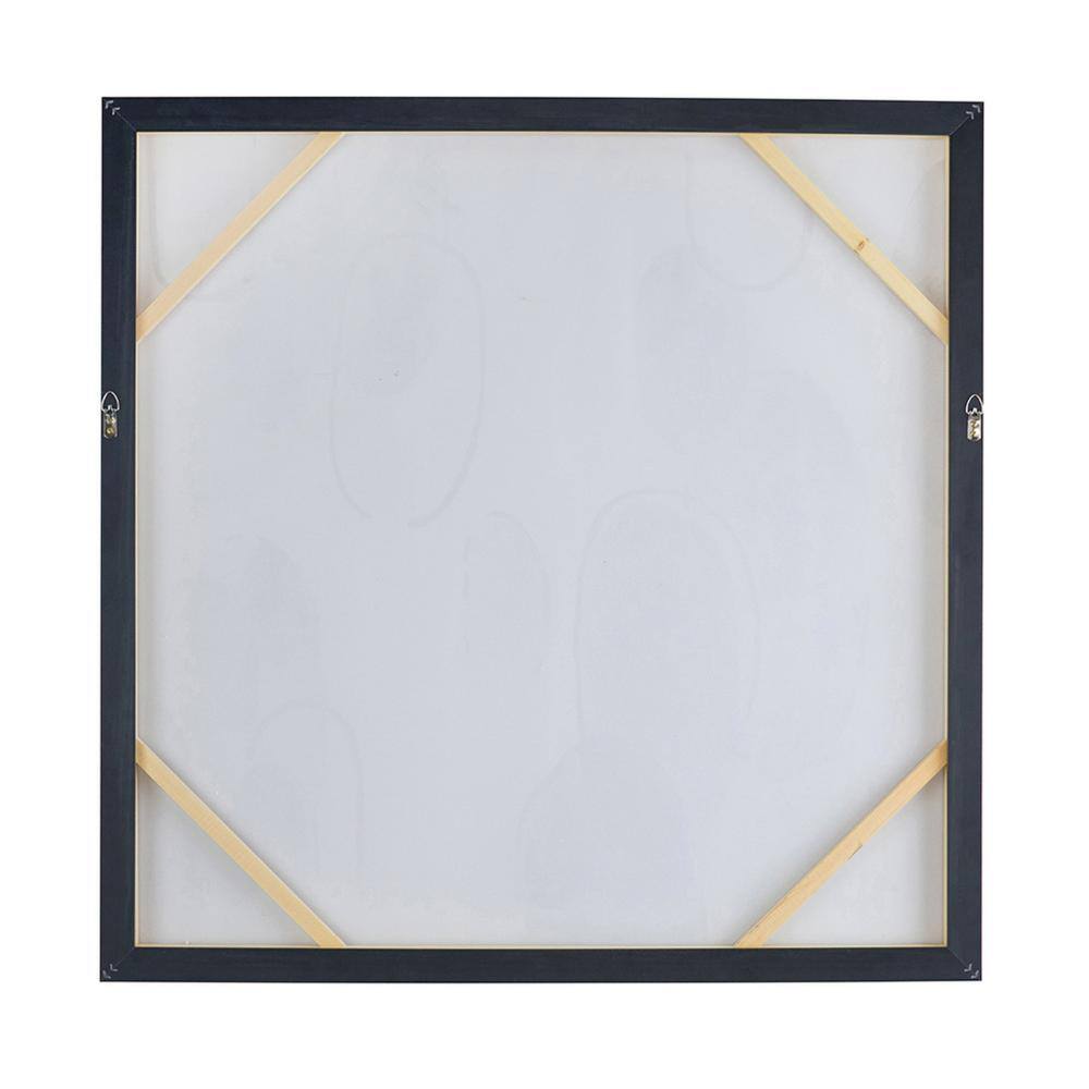 39.4" Square Gold, White, Green Abstract Canvas Wall Art