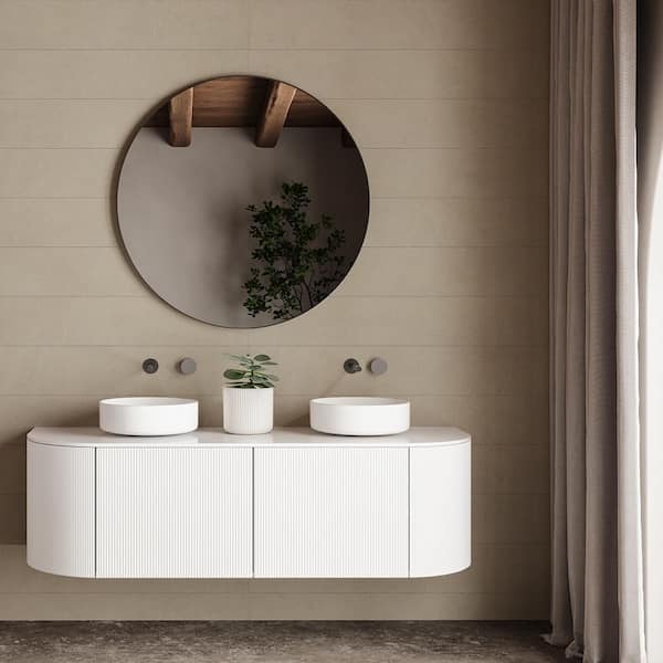 Take Home Tile Sample - Wavey Cream 4 in x 6 in Matte Porcelain Wall and Floor Tile Sample