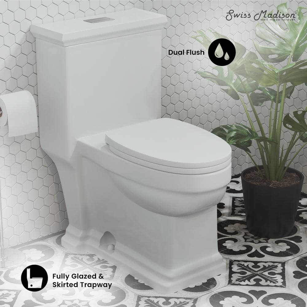 Voltaire White Ceramic One-Piece Elongated Dual Flush Toilet