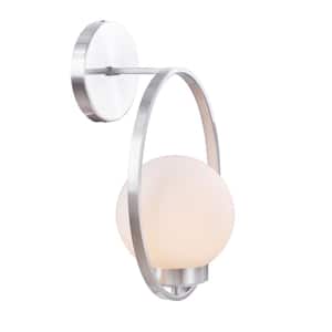8 in. 1-Light Satin Nickel Vanity Light with Opal Glass Shade