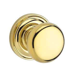 Reserve Round Lifetime Polished Brass Hall/Closet Door Knob with Traditional Round Rose
