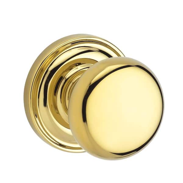 Baldwin Reserve Round Lifetime Polished Brass Bed/Bath Door Knob with Traditional Round Rose
