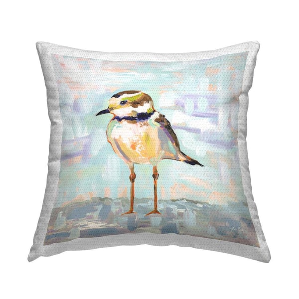 Stupell Industries Small Bird Standing Pastel Wildlife Animal Multi-Color Square Outdoor Throw Pillow
