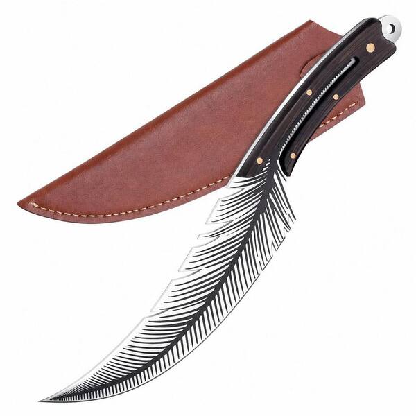 High Carbon Steel Japan Feather Knife with Sheath for Meat Cutting, Hand Forged Boning Knife for Kitchen, Camping