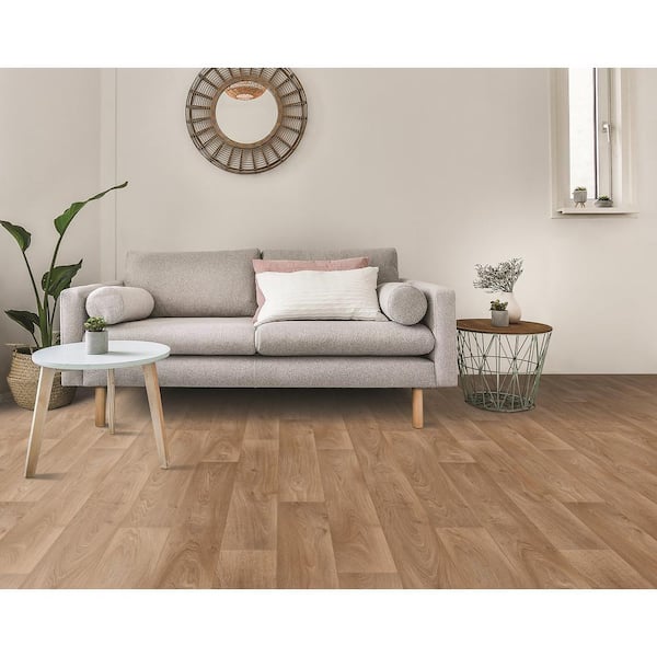 Take Home Sample - Redondo Brown Oak 12 MIL 6 in. x 9 in. Waterproof Vinyl Sheet Flooring