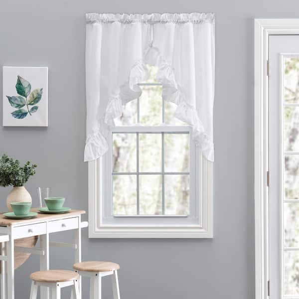 Stacey 38 in. L Polyester/Cotton Swag Valance Pair in White