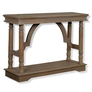 15 in. Brown, Whitewash Rectangle Wood End Table
