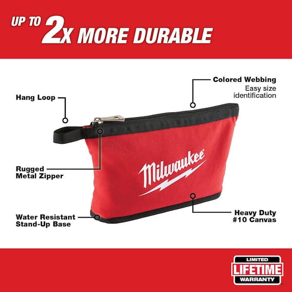 12 in. Red Zipper Tool Bag (4-Piece)