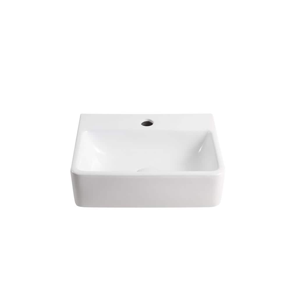 Elanti 12'' White Ceramic Rectangular Wall-Mount Bathroom Sink