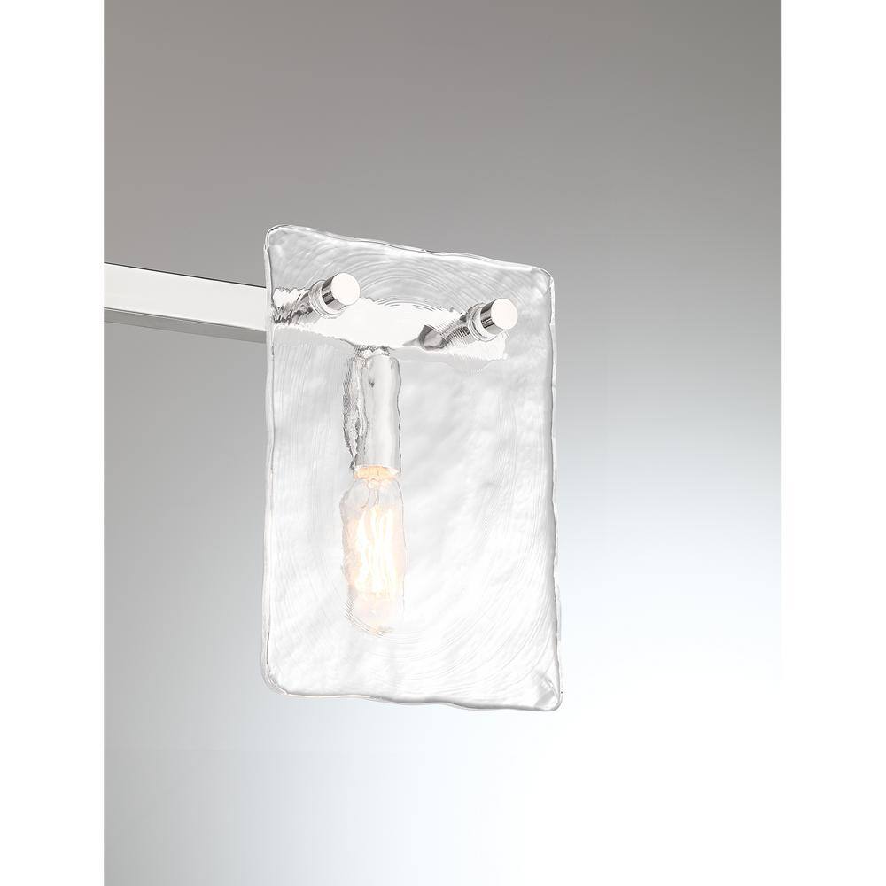 Polished Nickel 3-Light Vanity with Handmade Water Glass Shades