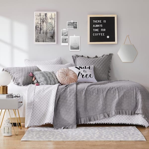 LEVTEX HOME Grey Stonewash Diamond Quilting Cotton Euro Sham LEVTEX HOME Grey Stonewash Diamond Quilting Cotton Euro Sham