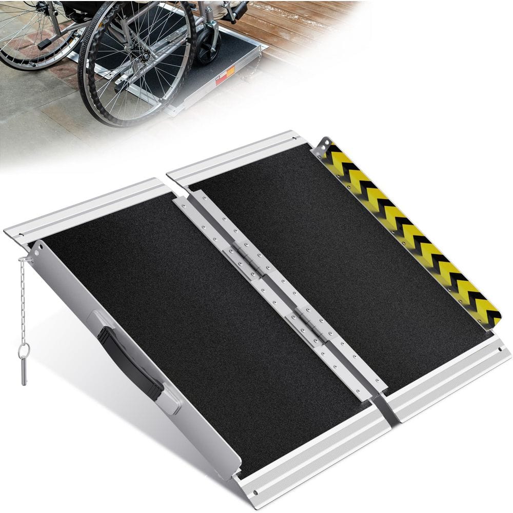 Handicapped Ramp Packing 2FT Non-Slip Aluminum Wheelchair Ramp for Home Steps, Portable Foldable ...