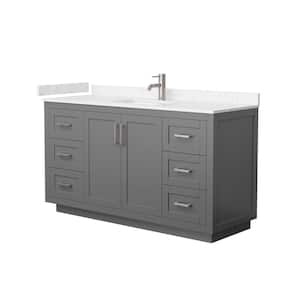 Miranda 60 in. W Single Bath Vanity in Dark Gray with Cultured Marble Vanity Top in Light-Vein Carrara with White Basin